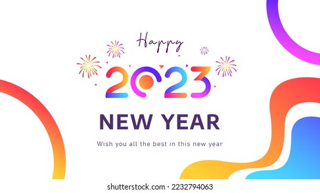 template design. happy new year 2023 celebration with cheerful colors, early january. welcome new year 2023