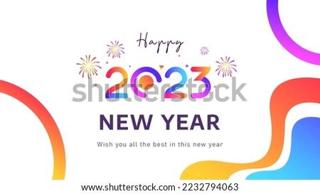 template design. happy new year 2023 celebration with cheerful colors, early january. welcome new year 2023