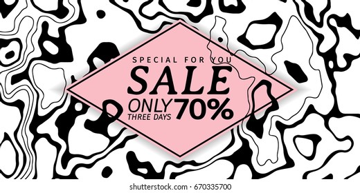 Template design horizontal web banner for sale. White background with marble texture for advertising. Backdrop marbling with card discount. Graphic Ink liquid style. Layout modern invitation. Vector