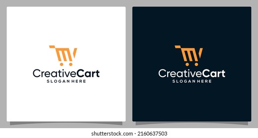 Template design icon logo vector shopping cart abstract with letter M. Premium vector