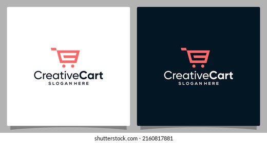 Template design icon logo vector shopping cart with symbol initial letter C. Premium vector