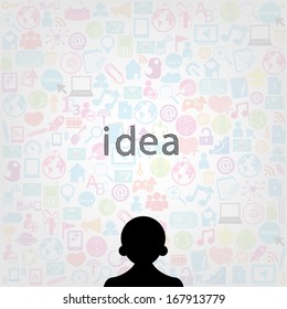 template design with idea social network icons background 