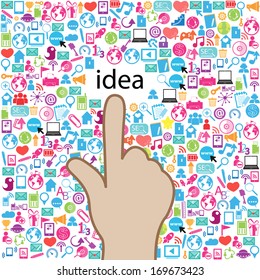 Template design idea at Social network light bulb idea vector illustration 