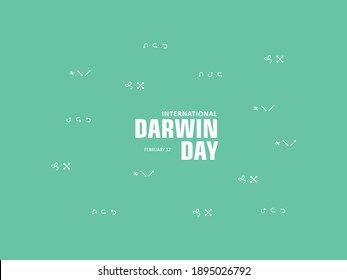 Template design for International Darwin Day, which falls on February 12, are surrounded by ornamental symbols of science. Charles Darwin is a scientist who has contributed a lot to the world