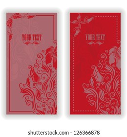 Template design for invitation with damask ornaments. Vector illustration in vintage style.