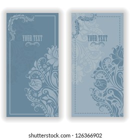 Template design for invitation with damask ornaments. Vector illustration in vintage style.