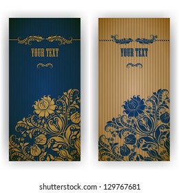 Template design for invitation with damask ornaments. Vector illustration. EPS 10