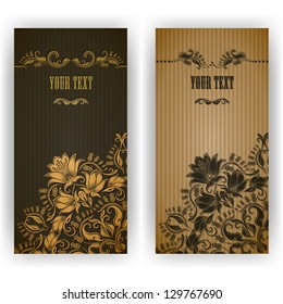 Template design for invitation with damask ornaments. Vector illustration. EPS 10