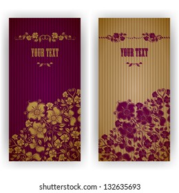 Template design for invitation with damask ornaments. Vector illustration. EPS 10