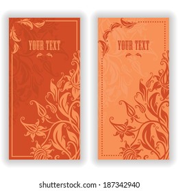 Template design for invitation with damask ornaments. Vector illustration in vintage style.