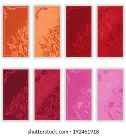Template design for invitation with damask ornaments. Vector illustration in vintage style.