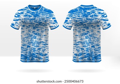 Jersey de diseño de Plantilla con fondo de estilo grunge azul y blanco