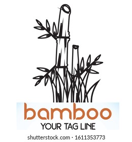Template design logo bamboo. Vector illustration of icon