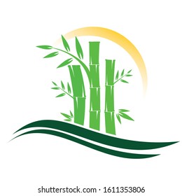 Template design logo bamboo. Vector illustration of icon