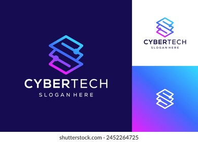 Template design logo cyber tech abstract logo template