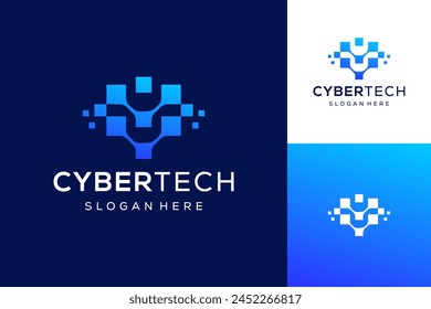 Template design logo cyber tech abstract logo template