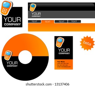 Template design of logo, letterhead, banner, header, disk and business card - vector file