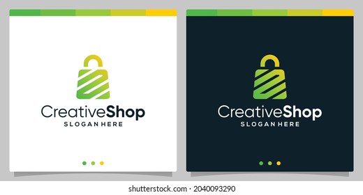 Template design logo shopping bag abstract with symbol initial letter N. Premium vector