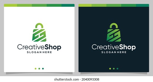 Template Design Logo Shopping Bag Abstract With Symbol Initial Letter H. Premium Vector