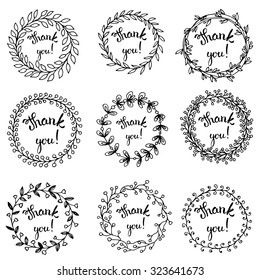 Hand Drawn Floral Wreath Collection Wedding Stock Vector (Royalty Free ...