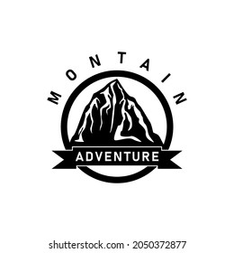 Template design logo,with montain in chircle and black color.