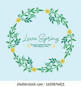 Template design for love spring card, with elegant leaf and floral frame decoration. Vector