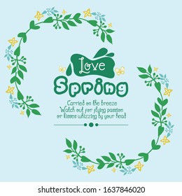 Template design for love spring card, with seamless leaf and floral frame decoration. Vector