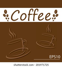 Template design of menu, business card, banner, advertisement, street sign for coffee shop and restaurant. Cup of hot drink (coffee, tea etc)