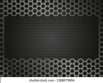 template design. metallic profile. metal plate with carved holes. production background