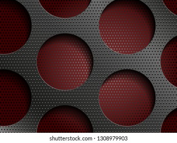template design. metallic profile. metal plate with carved holes. production background