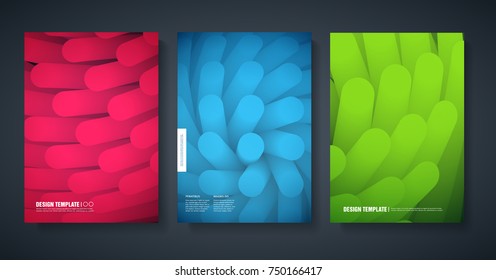 Template of the design of modern covers of the magazine with a backdrop of an abstract color colored background. A flyer layout or brochure for or party poster with color villi vibrations of a wave. 