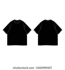 Vorlage Design Modern Trend Schwarz Tshirt Oversize Vorder- und Rückseite