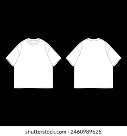 Template Design Modern Trend White Tshirt Oversize Front and Back