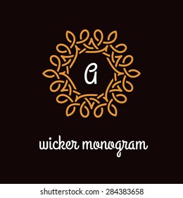 Template design for monogram, label, logo with letter A in overlapped style. Vector illustration.