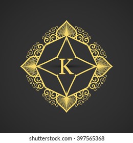 Template design for monogram, label, logo in overlapped style. Vector illustration.