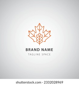 Template Design Monoline Logo with Maple Leaf icon