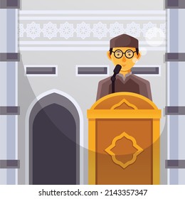 Template design of Muslim preaching on the pulpit of the mosque