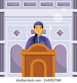 Template design of Muslim preaching on the pulpit of the mosque