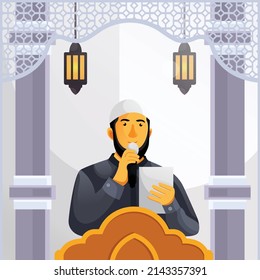 Template design of Muslim preaching on the pulpit of the mosque