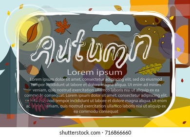 template design on an autumn background with space for text