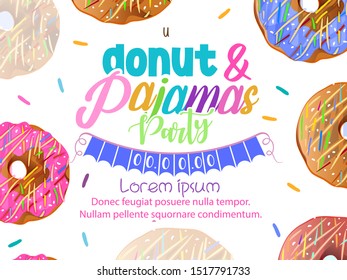 Template design pajama party invitation card, cartoon pajama, leg, hand writing Pajama Party