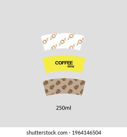Plantilla para el diseño de vasos de papel con café.