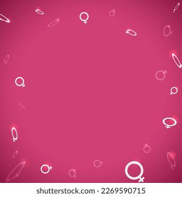 Template design with pink background and floating woman symbols with some glows.