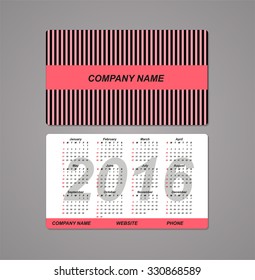 template design pocket calendar 2016 with place for the company logo. vector illustration