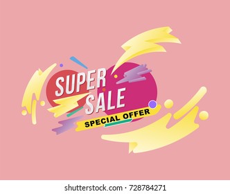 Template for design poster, flyer and banner on colour background. Super sale poster and flyer. Flat vector illustration EPS 10