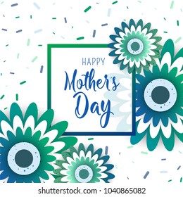 Template design poster for happy mother's day with bright flowers. Trendy Design Template. Vector illustration
