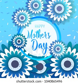 Template design poster for happy mother's day with bright flowers. Trendy Design Template. Vector illustration