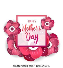 Template design poster for happy mother's day with bright flowers. Trendy Design Template. Vector illustration