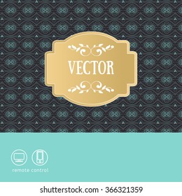 Template of design for print. Background with technical ornament and a label. Line style pictogramm, symbols for web. Button of business report. Perfect icon your site. Vector line style icons