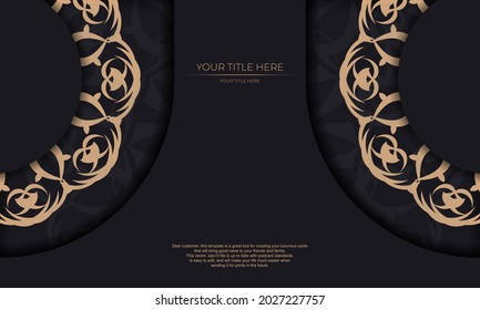 Template for design printable invitation card with vintage patterns. Black banner template with luxurious ornaments and place under the text.